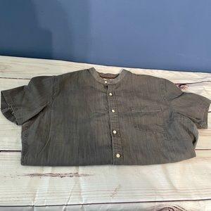 Goodthreads collarless chambray shirt